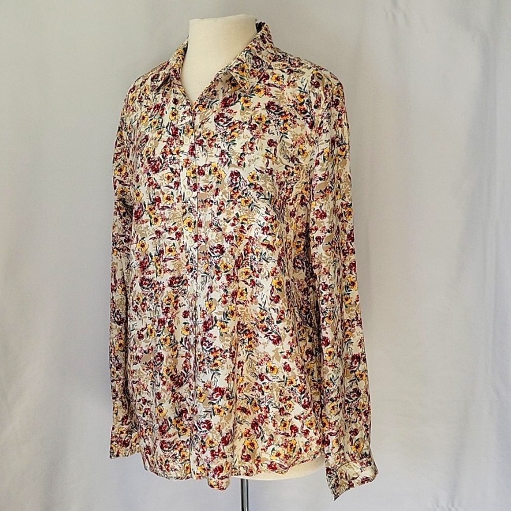 Beachlunchlounge Alanna Antique Floral Button Down Shirt Size XL NWT